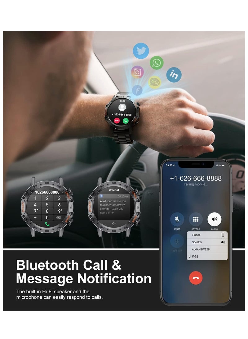 ساعة ذكية للرجال (الرد على المكالمات/الاتصال بها)، شاشة لمس عالية الدقة 1.39 بوصة، ساعة لياقة بدنية مقاومة للماء حتى 5ATM، 100 وضع رياضي، مع ضغط الدم/معدل ضربات القلب/SpO2 لنظامي Android/iOS، ساعة ذ - Image 3