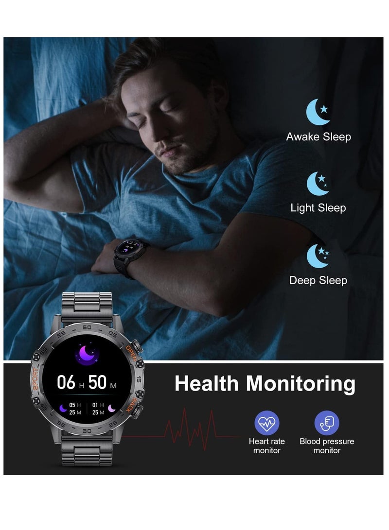 ساعة ذكية للرجال (الرد على المكالمات/الاتصال بها)، شاشة لمس عالية الدقة 1.39 بوصة، ساعة لياقة بدنية مقاومة للماء حتى 5ATM، 100 وضع رياضي، مع ضغط الدم/معدل ضربات القلب/SpO2 لنظامي Android/iOS، ساعة ذ - Image 4