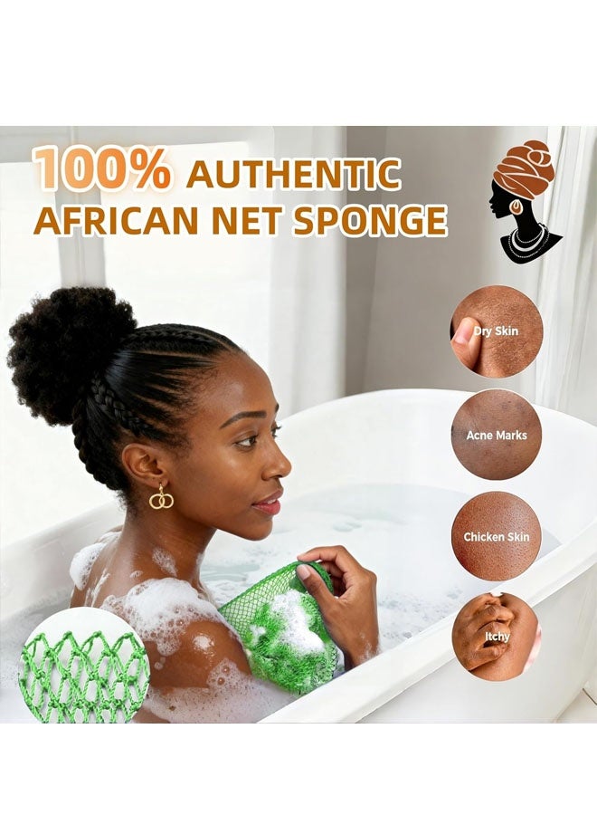 إسفنجة استحمام شبكية أفريقية - إسفنجة تقشير شبكية أفريقية أصلية للاستحمام، مقشر للجسم، ليفة طويلة معقودة للاستخدام اليومي - Image 5