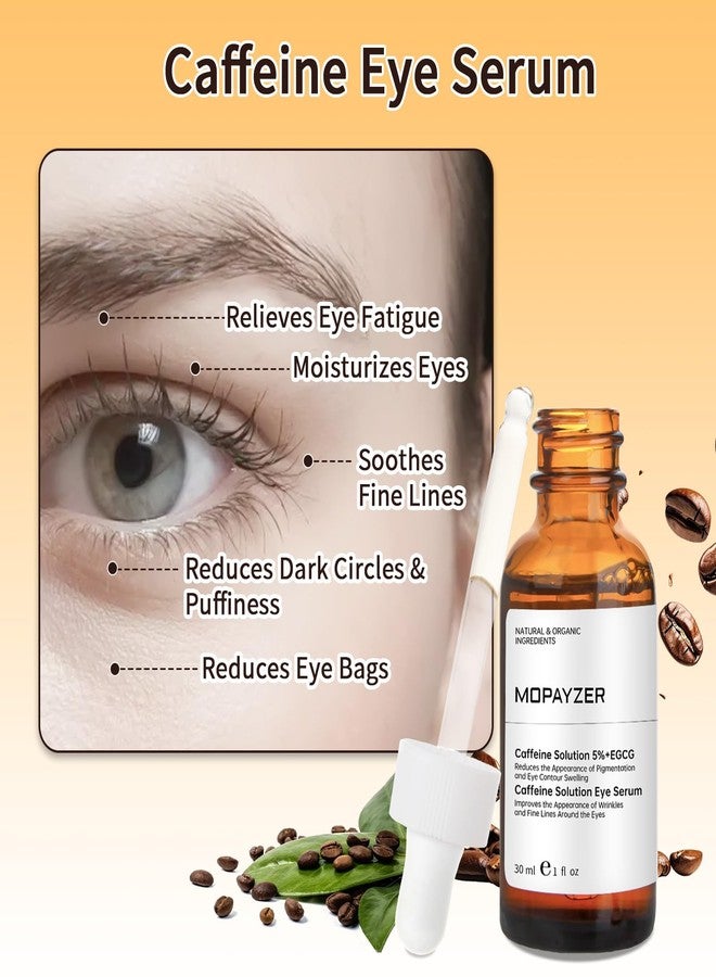 mopayzer Caffeine Solution 5% + EGCG, Caffeine Eye Serum For Moisturizing, Targets Dark Circles & Puffiness, 1 PCS Natural Under Eye Serum For Facial Wrinkles & Fine Lines. - Image 2
