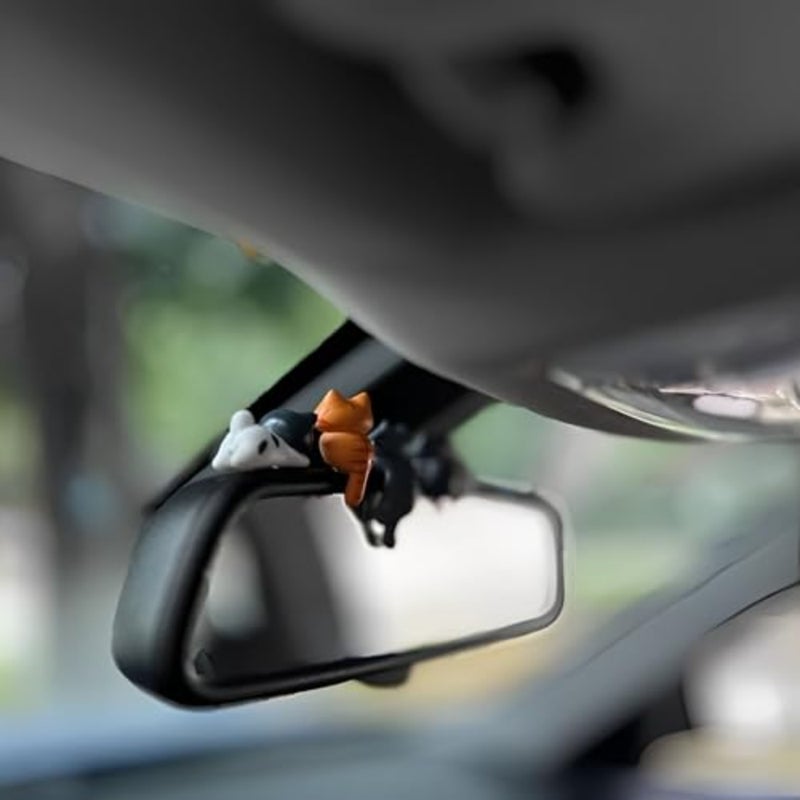 6 Pcs Cute Cat Car Accessories Funny Resin Cat Figurines Dashboard Decorations and Rear View Mirror Cute Pussy Figure Decorative Car Ornament Interior Decors for Car Home Garden Decor - Image 5