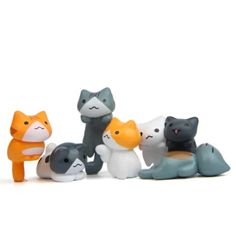 6 Pcs Cute Cat Car Accessories Funny Resin Cat Figurines Dashboard Decorations and Rear View Mirror Cute Pussy Figure Decorative Car Ornament Interior Decors for Car Home Garden Decor - Image 2