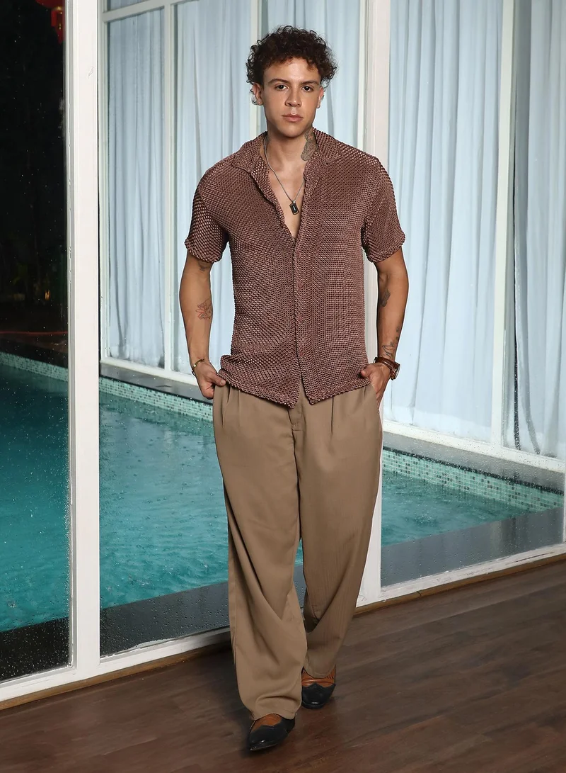 Campus Sutra Puffy-Textured Shirt
