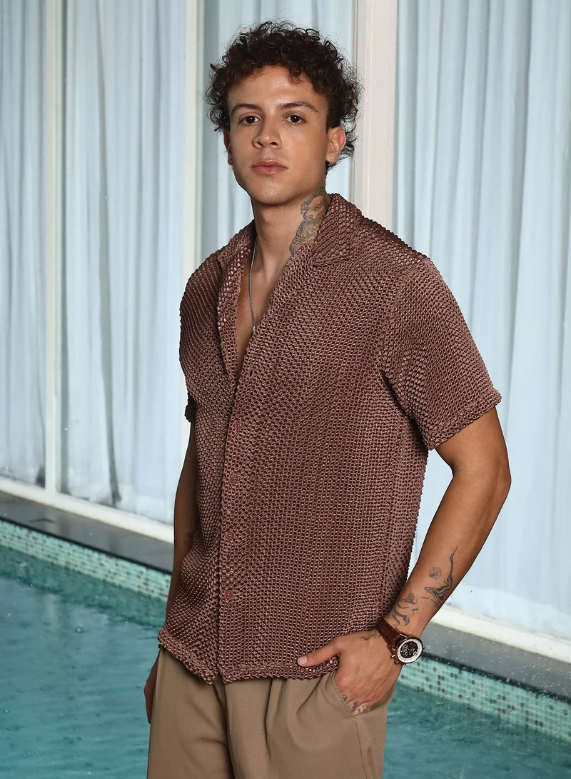 Campus Sutra Puffy-Textured Shirt