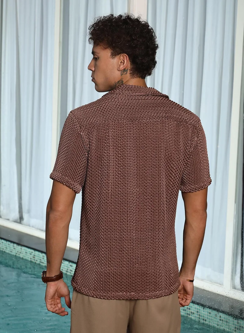 Campus Sutra Puffy-Textured Shirt