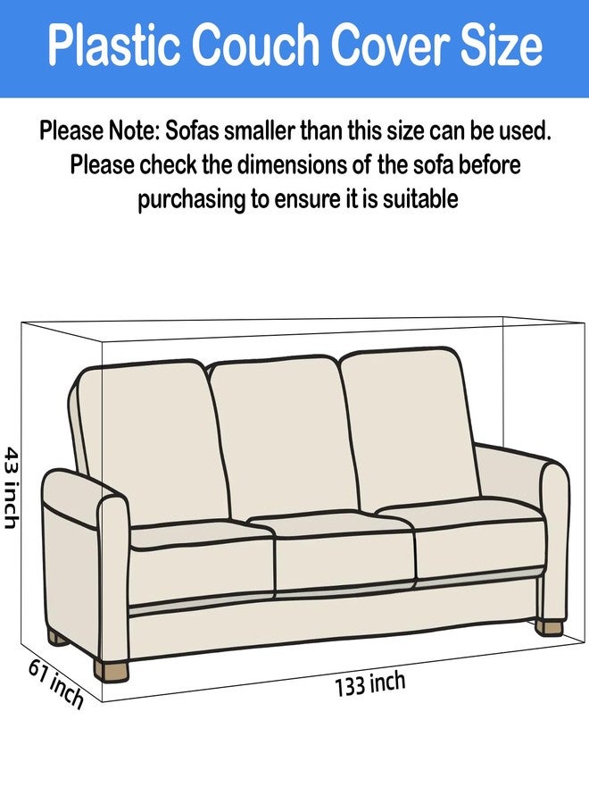 RAINFLOW Disposable Plastic Couch Cover - Dustproof Furniture Covers for Chair, Desk and Loveseats L340 x W157 x H110 inch Sofa Cover Waterproof Anti-dust Ideal for Moving, Renovating and Storage - Image 2