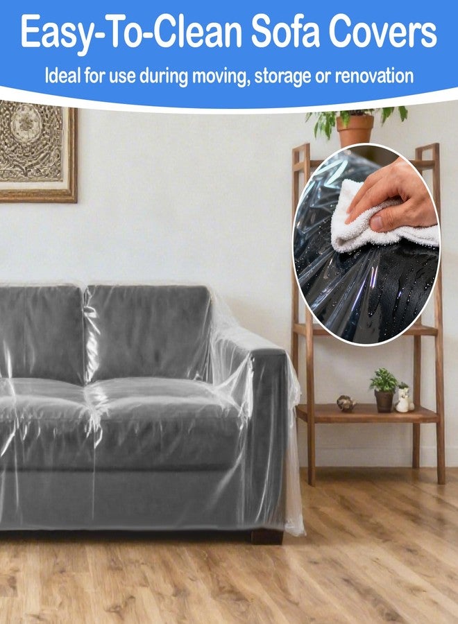 RAINFLOW Disposable Plastic Couch Cover - Dustproof Furniture Covers for Chair, Desk and Loveseats L340 x W157 x H110 inch Sofa Cover Waterproof Anti-dust Ideal for Moving, Renovating and Storage - Image 3