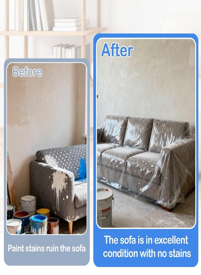 RAINFLOW Disposable Plastic Couch Cover - Dustproof Furniture Covers for Chair, Desk and Loveseats L340 x W157 x H110 inch Sofa Cover Waterproof Anti-dust Ideal for Moving, Renovating and Storage - Image 4