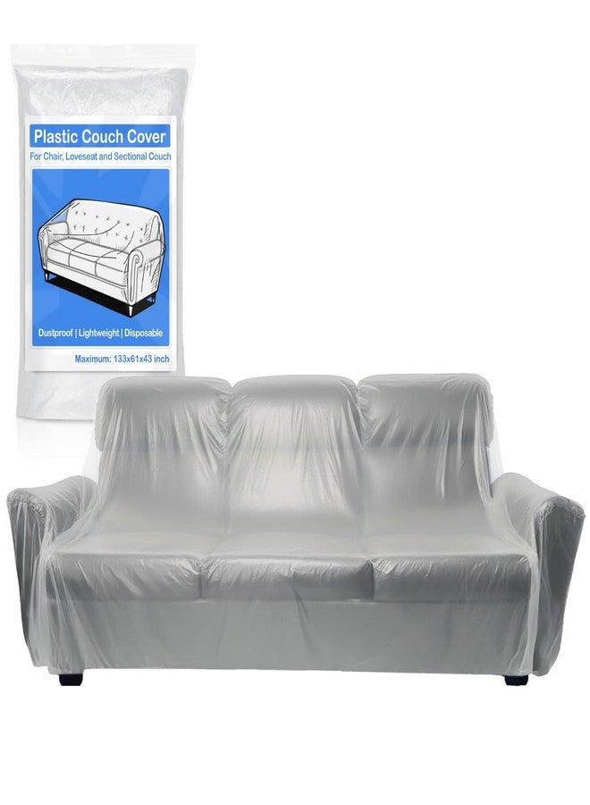 RAINFLOW Disposable Plastic Couch Cover - Dustproof Furniture Covers for Chair, Desk and Loveseats L340 x W157 x H110 inch Sofa Cover Waterproof Anti-dust Ideal for Moving, Renovating and Storage - Image 1
