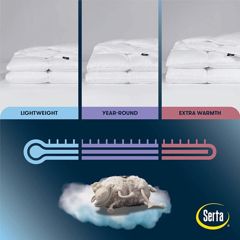 SERTA Down Illusion All Season Hypoallergenic Down Alternative Comforter with Corner Loops, King/Cal King, White - Image 4