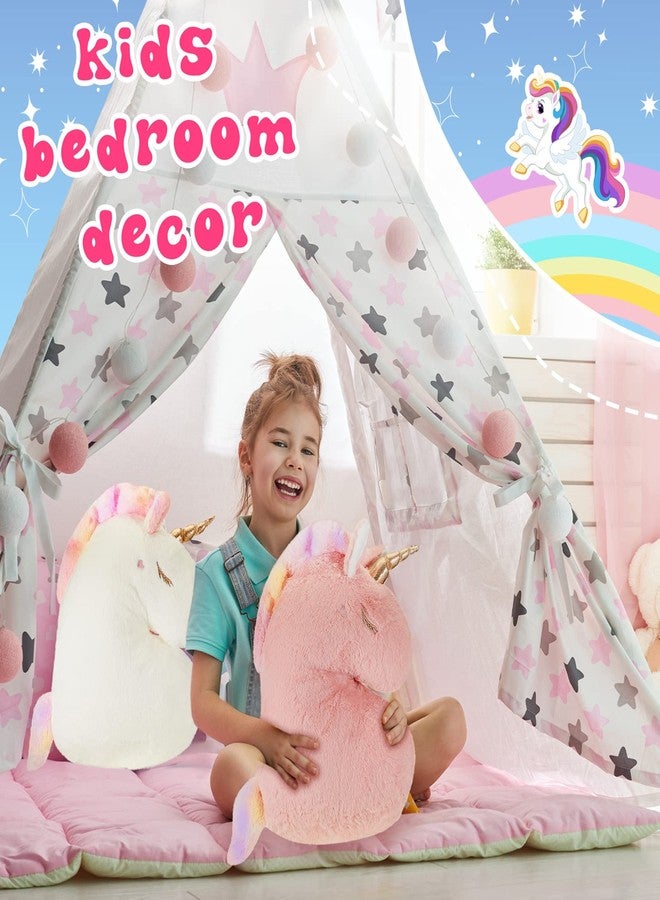 Maitys 2 Pcs Decorative Pillows for Girls Bedroom Large Soft Plush Room Decoration Birthday Gift for Daughter Granddaughter Twins Girl(Pink, White) - Image 4