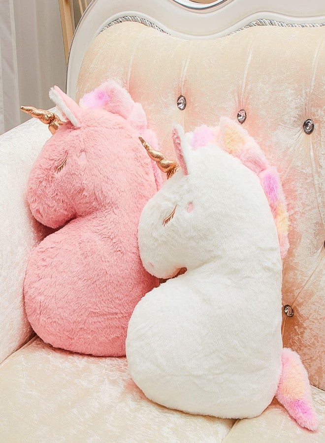 Maitys 2 Pcs Decorative Pillows for Girls Bedroom Large Soft Plush Room Decoration Birthday Gift for Daughter Granddaughter Twins Girl(Pink, White) - Image 1