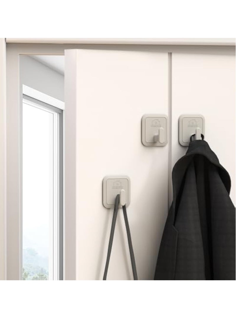 KASTWAVE - 4Pcs Adhesive Hooks, Designer Hooks, for Hanging Heavy Duty 11 lbs, Damage Free Hanging Wall Hooks with Adhesive Strips, Easy to Hang Robe Towel Sticky Hooks, Waterproof Adhesive Wall Hooks - Image 1