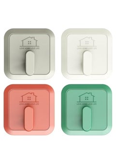 KASTWAVE 4Pcs Adhesive Hooks, Designer Hooks, for Hanging Heavy Duty 11 lbs, Damage Free Hanging Wall Hooks with Adhesive Strips, Easy to Hang Robe Towel Sticky Hooks, Waterproof Adhesive Wall Hooks  - Image 1