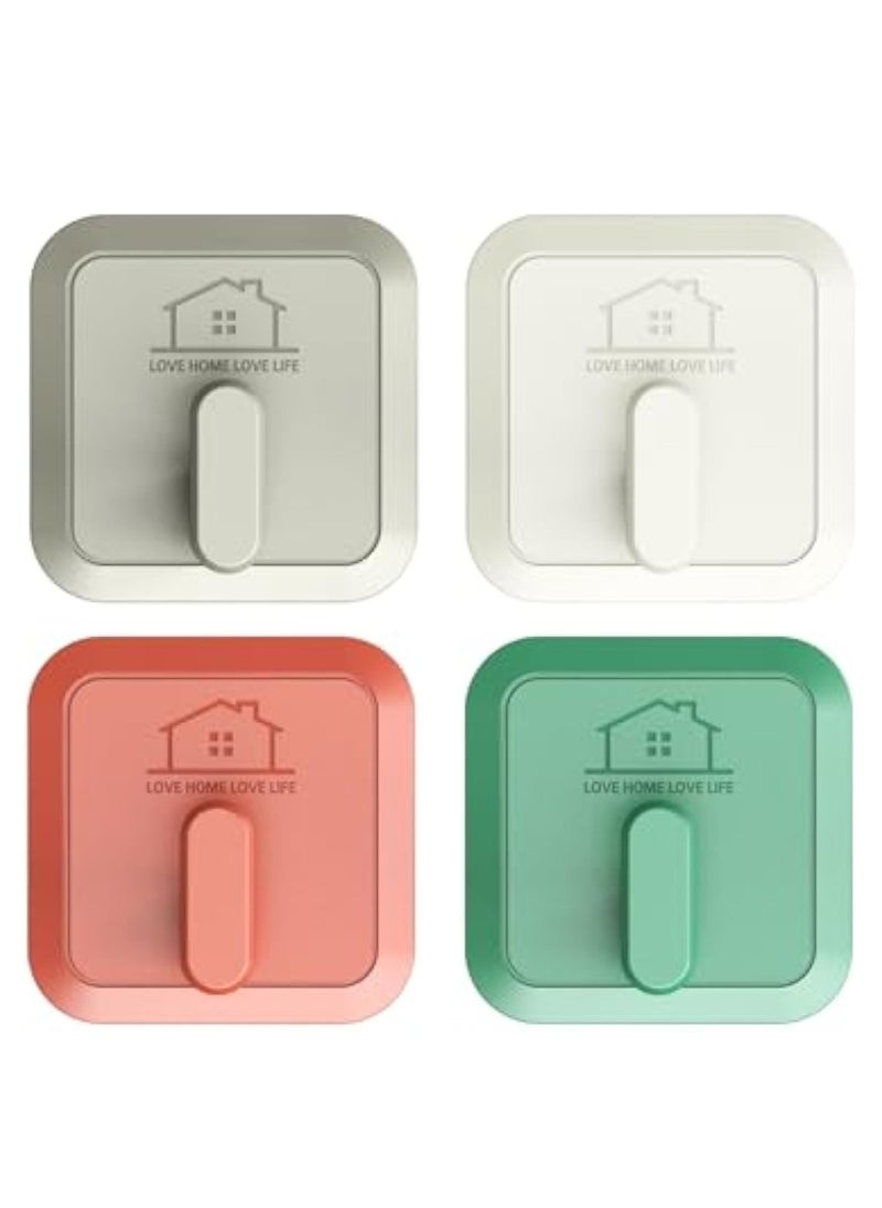 KASTWAVE - 4Pcs Adhesive Hooks, Designer Hooks, for Hanging Heavy Duty 11 lbs, Damage Free Hanging Wall Hooks with Adhesive Strips, Easy to Hang Robe Towel Sticky Hooks, Waterproof Adhesive Wall Hooks - Image 1