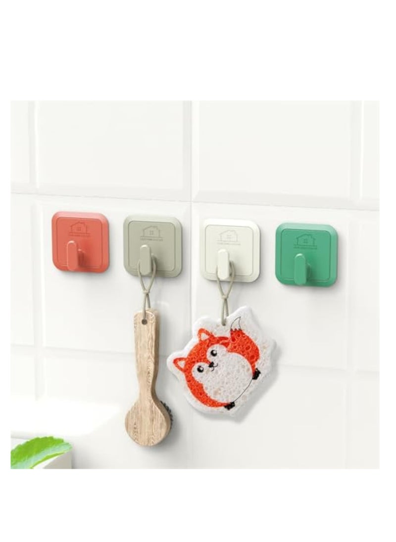 KASTWAVE - 4Pcs Adhesive Hooks, Designer Hooks, for Hanging Heavy Duty 11 lbs, Damage Free Hanging Wall Hooks with Adhesive Strips, Easy to Hang Robe Towel Sticky Hooks, Waterproof Adhesive Wall Hooks - Image 1