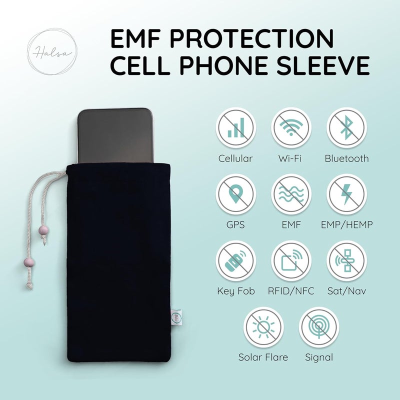Halsa EMF Cell Phone Sleeve, High-Shield EMF Blocking Pouch, Signal Blocking Anti-EMP Radiation Bag for Digital Privacy Protection, Fits Most Phones, (4x8 Inch) Grey - Image 3