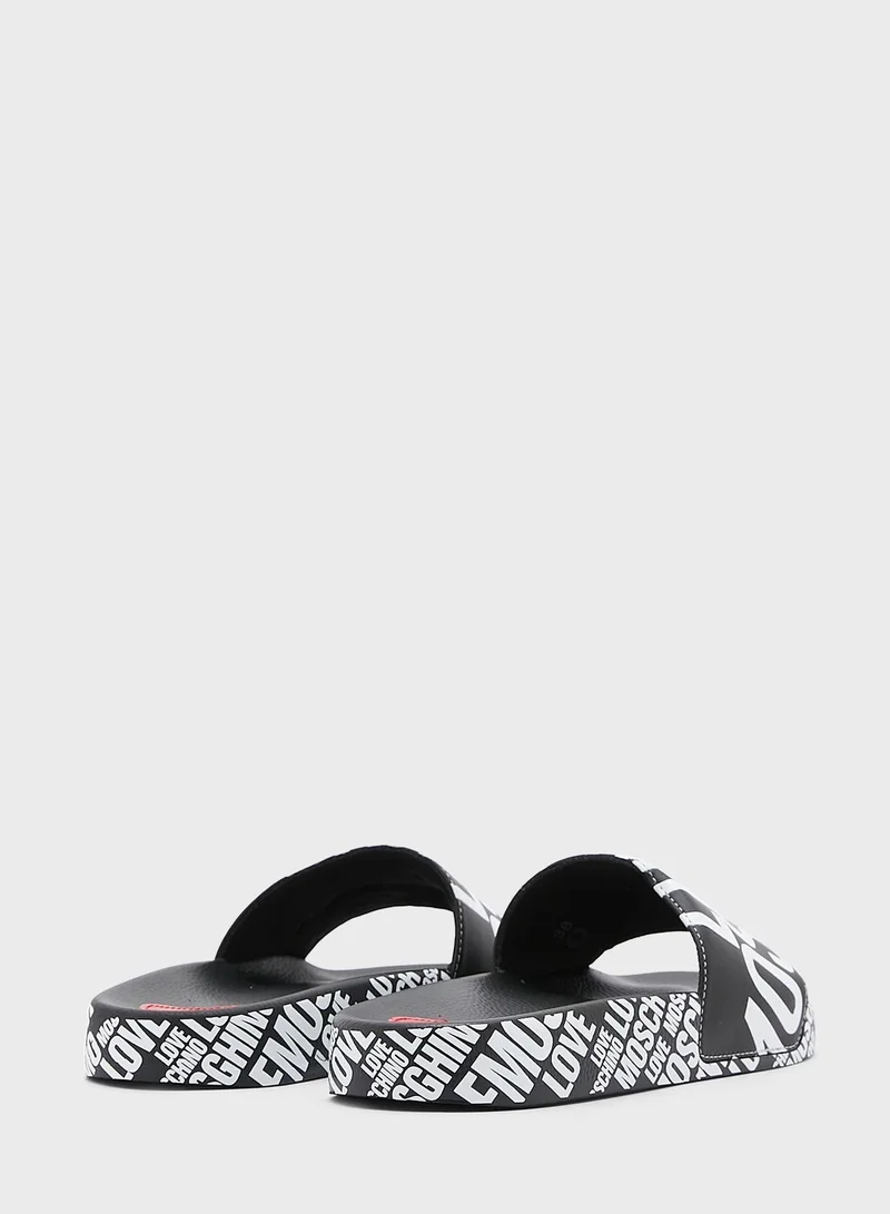 Love Moschino Printed Slides