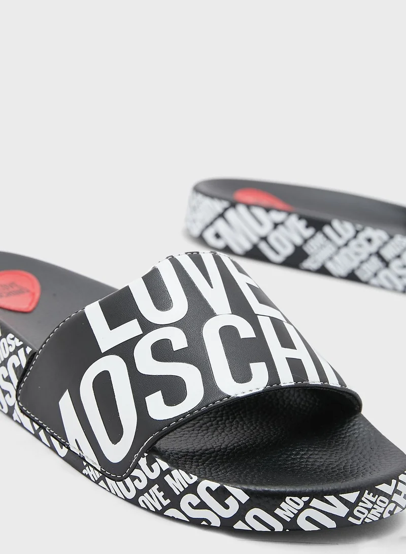 Love Moschino Printed Slides