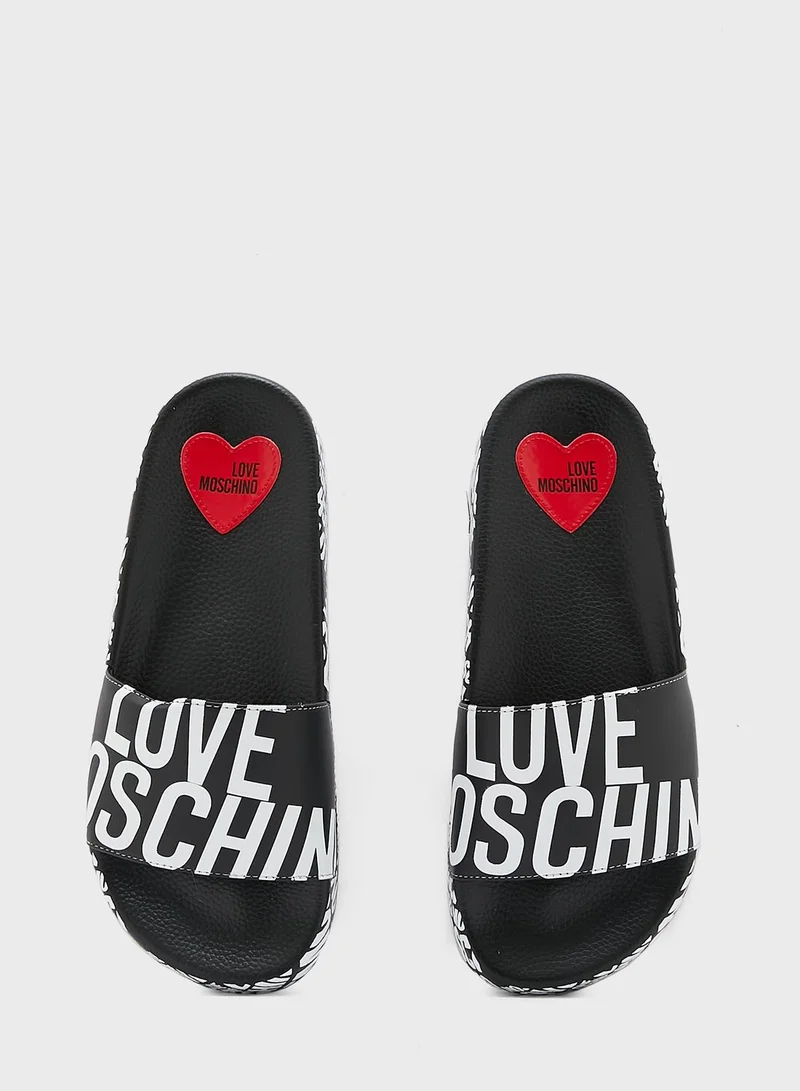 Love Moschino Printed Slides