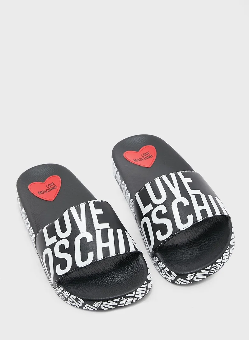 Love Moschino Printed Slides