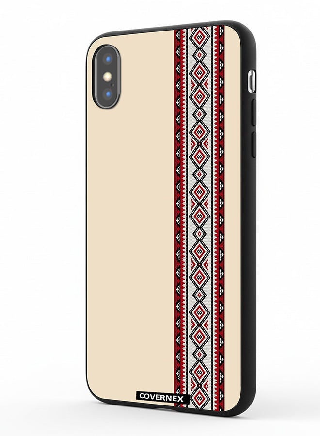 Covernex Apple iPhone Xs Max Protective Case Cover Printed Featuring Traditional Tribal Embroidery Strip - Image 1