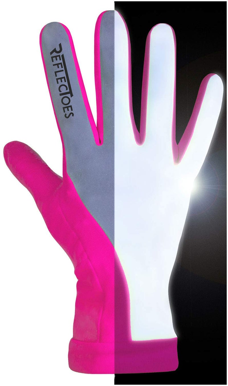 Reflectoes Reflective Running Gloves Lightweight Hi Vis Cold Weather Running Gear For Cold Weather Winter Jogging At Night (Pink Xs) - Image 1