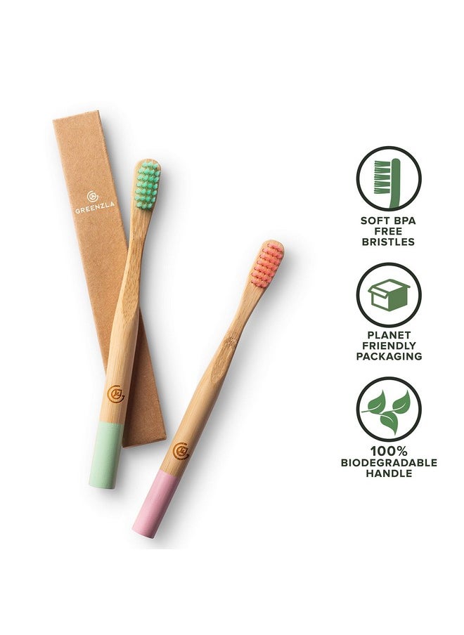 GREENZLA Greenzla Kids Bamboo Toothbrushes (6 Pack) | BPA Free Soft Bristles Toothbrushes | Eco-Friendly, Natural Bamboo Toothbrush Set | Biodegradable & Compostable Charcoal Wooden Toothbrushes  - Image 3