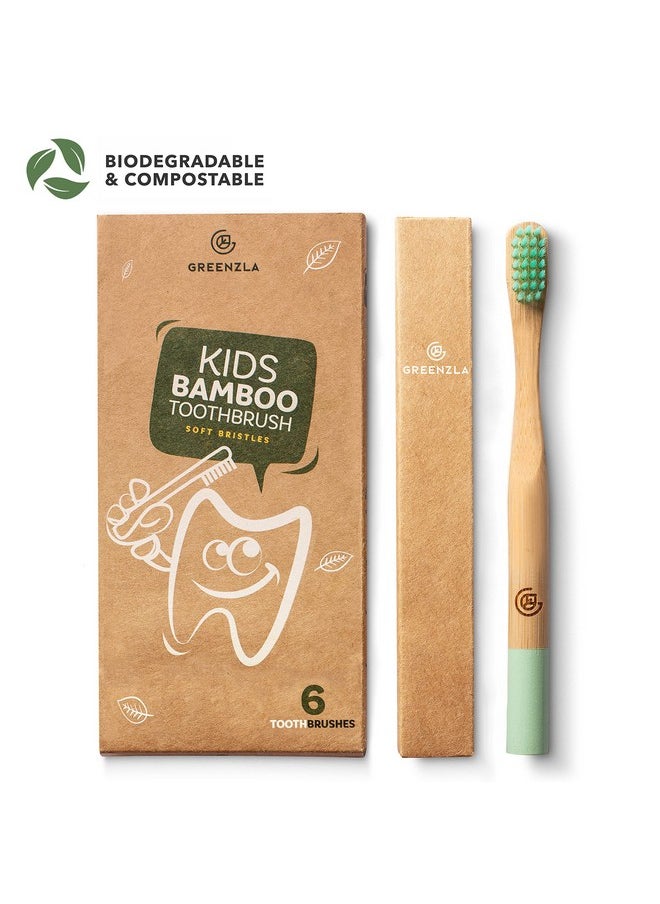 GREENZLA Greenzla Kids Bamboo Toothbrushes (6 Pack) | BPA Free Soft Bristles Toothbrushes | Eco-Friendly, Natural Bamboo Toothbrush Set | Biodegradable & Compostable Charcoal Wooden Toothbrushes  - Image 2
