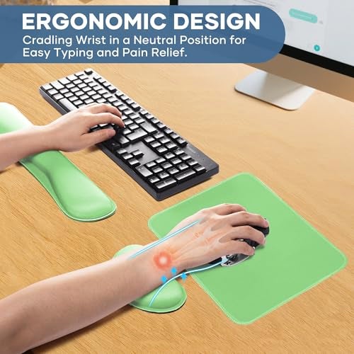 ABRONDA Office Ergonomic Memory Foam Computer Mouse and Keyboard Wrist Rest pad Support Carpal Tunnel, Wrist Rest for Keyboard and Mouse, Wrist Support Set - Image 4