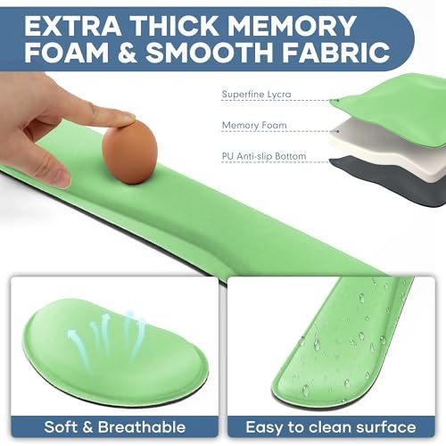 ABRONDA Office Ergonomic Memory Foam Computer Mouse and Keyboard Wrist Rest pad Support Carpal Tunnel, Wrist Rest for Keyboard and Mouse, Wrist Support Set - Image 5