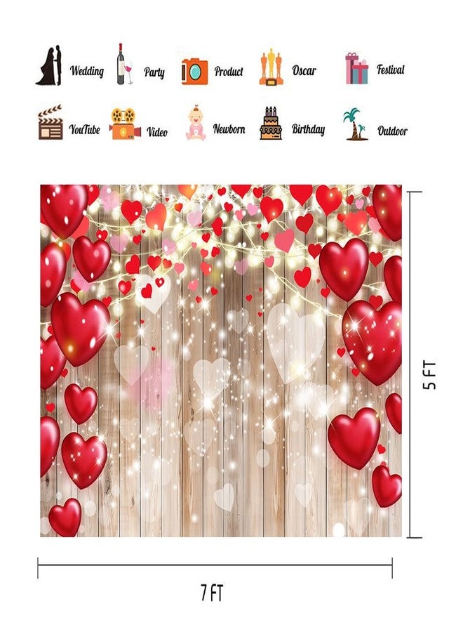 CHAIYA 7x5ft Valentine's Day Backdrop Wood Backdrop Vinyl Red Love Heart Valentine's Day Backdrops for Photography Mother's Day Party Bridal Shower Valentine Day Dessert Cake Table Decoration CY-290 - Image 5