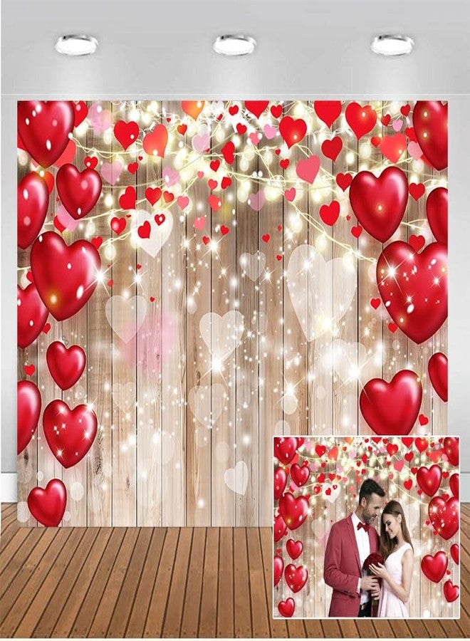 CHAIYA 7x5ft Valentine's Day Backdrop Wood Backdrop Vinyl Red Love Heart Valentine's Day Backdrops for Photography Mother's Day Party Bridal Shower Valentine Day Dessert Cake Table Decoration CY-290 - Image 1