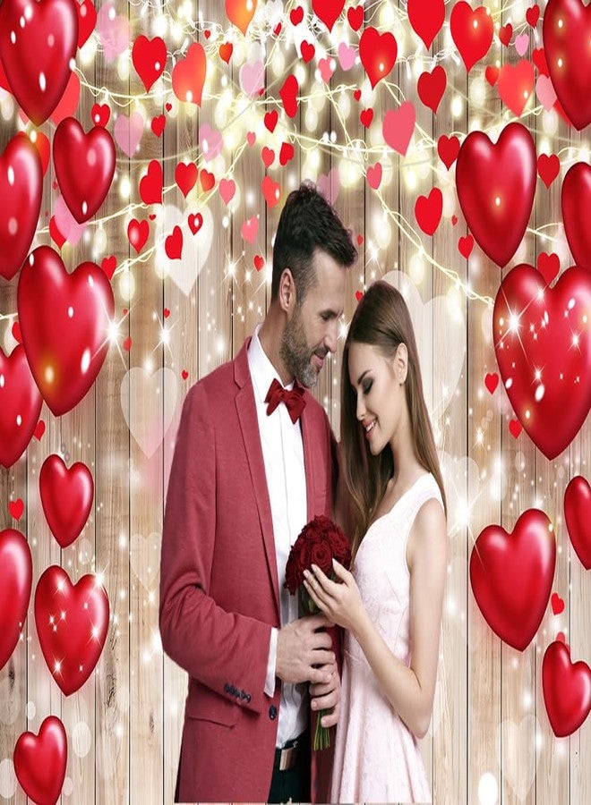 CHAIYA 7x5ft Valentine's Day Backdrop Wood Backdrop Vinyl Red Love Heart Valentine's Day Backdrops for Photography Mother's Day Party Bridal Shower Valentine Day Dessert Cake Table Decoration CY-290 - Image 3