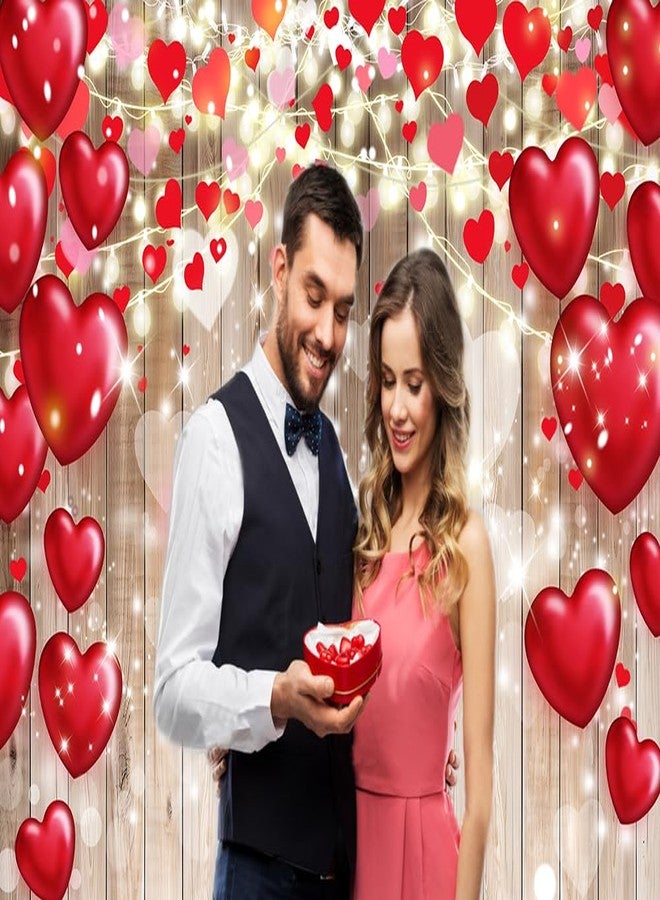 CHAIYA 7x5ft Valentine's Day Backdrop Wood Backdrop Vinyl Red Love Heart Valentine's Day Backdrops for Photography Mother's Day Party Bridal Shower Valentine Day Dessert Cake Table Decoration CY-290 - Image 2