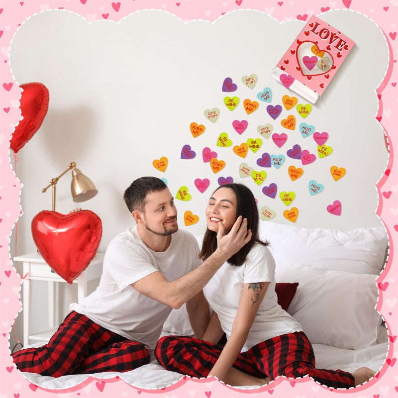 Tenceur 500 Pcs Valentine's Day Wall Stickers 2 Pcs 3D Sweetheart Box Set with Conversation Heart Stickers Valentine's Day Bulletin Board Decoration Love Wall Decals for Classroom Home Wedding Decor - Image 4