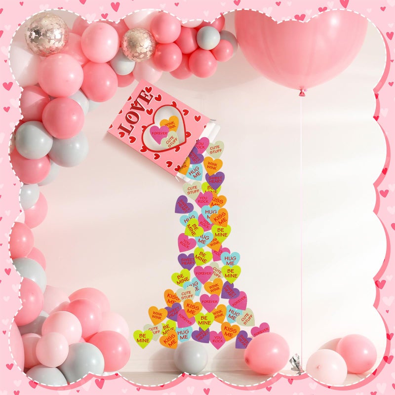 Tenceur 500 Pcs Valentine's Day Wall Stickers 2 Pcs 3D Sweetheart Box Set with Conversation Heart Stickers Valentine's Day Bulletin Board Decoration Love Wall Decals for Classroom Home Wedding Decor - Image 5