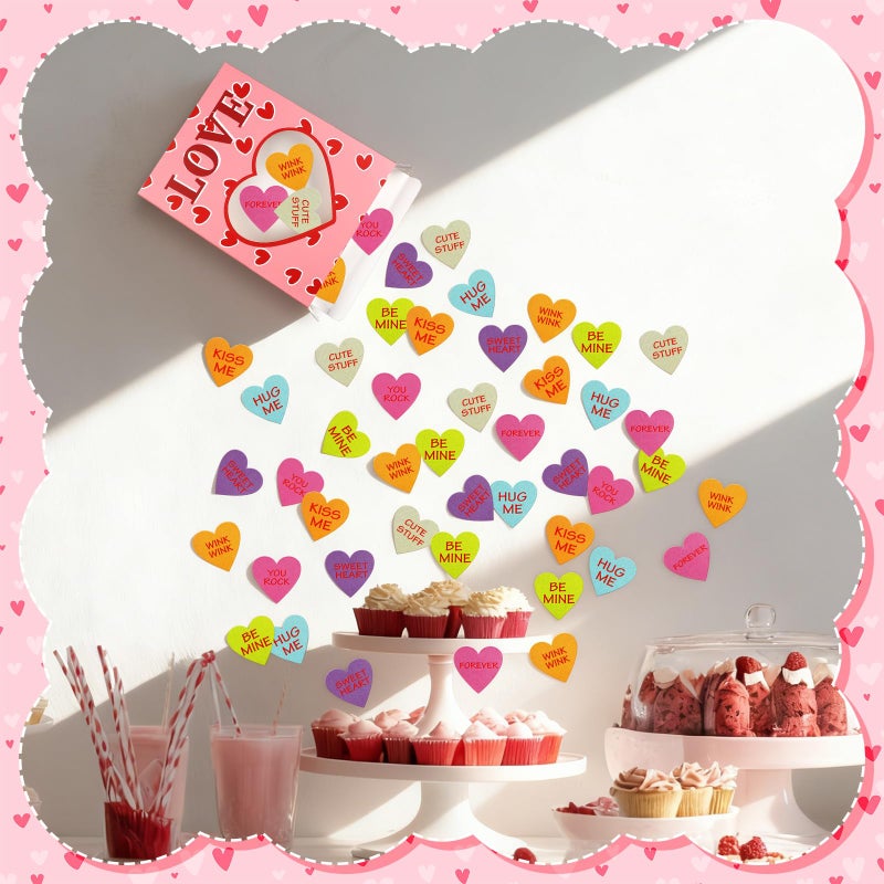 Tenceur 500 Pcs Valentine's Day Wall Stickers 2 Pcs 3D Sweetheart Box Set with Conversation Heart Stickers Valentine's Day Bulletin Board Decoration Love Wall Decals for Classroom Home Wedding Decor - Image 3