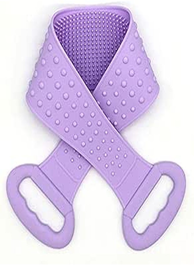 FOOTINSOLE.COM Silicone Back Scrubber for Shower, Exfoliating, Cleansing And Massage - Bath Body Brush with Handles for Men & Women (Purple) 