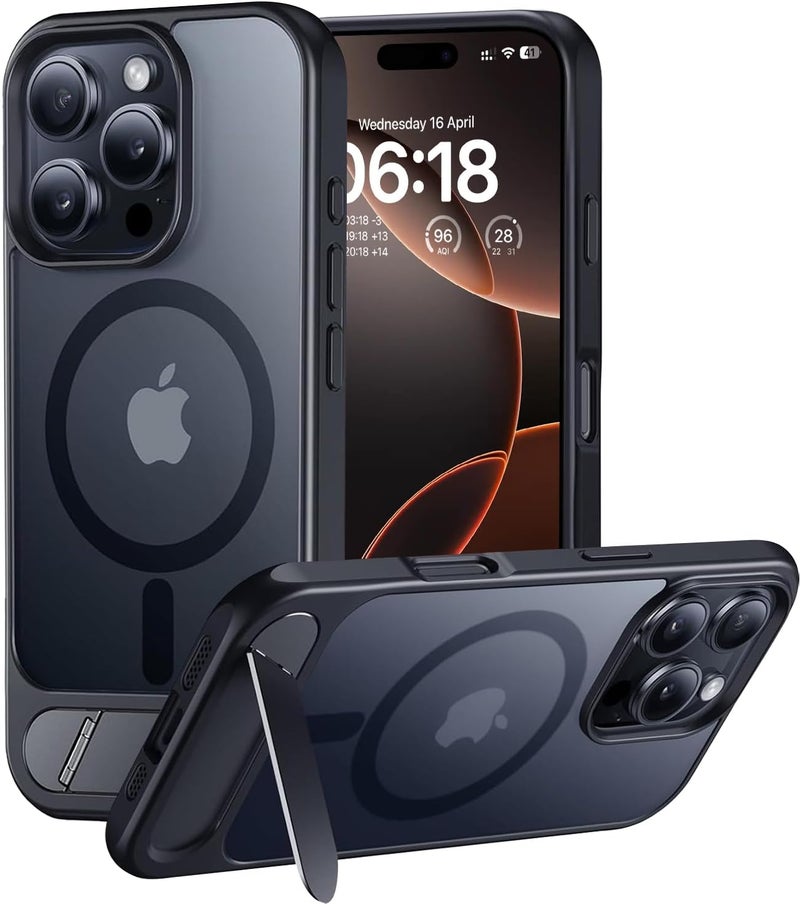 Eligo For Iphone 16 Pro Max Case, Compatible With Magsafe, Magnetic Cover With Invisible Stand, Shockproof Protection Phone Shell, Matte Kickstand Back Cases For Apple 16 Pro Max 6.9" 2024 Black - Image 1