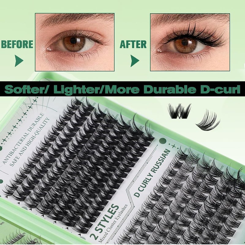 PINKE Fluffy Lash Clusters Kit, 7D/20D Wispy and Spiky DIY Lash Extensions, Light Volume Fans, Natural Waterproof Lashes, Eyelash Extension Kit with bottom lash extension, Lash Bond, Seal & Tweezers - Image 4