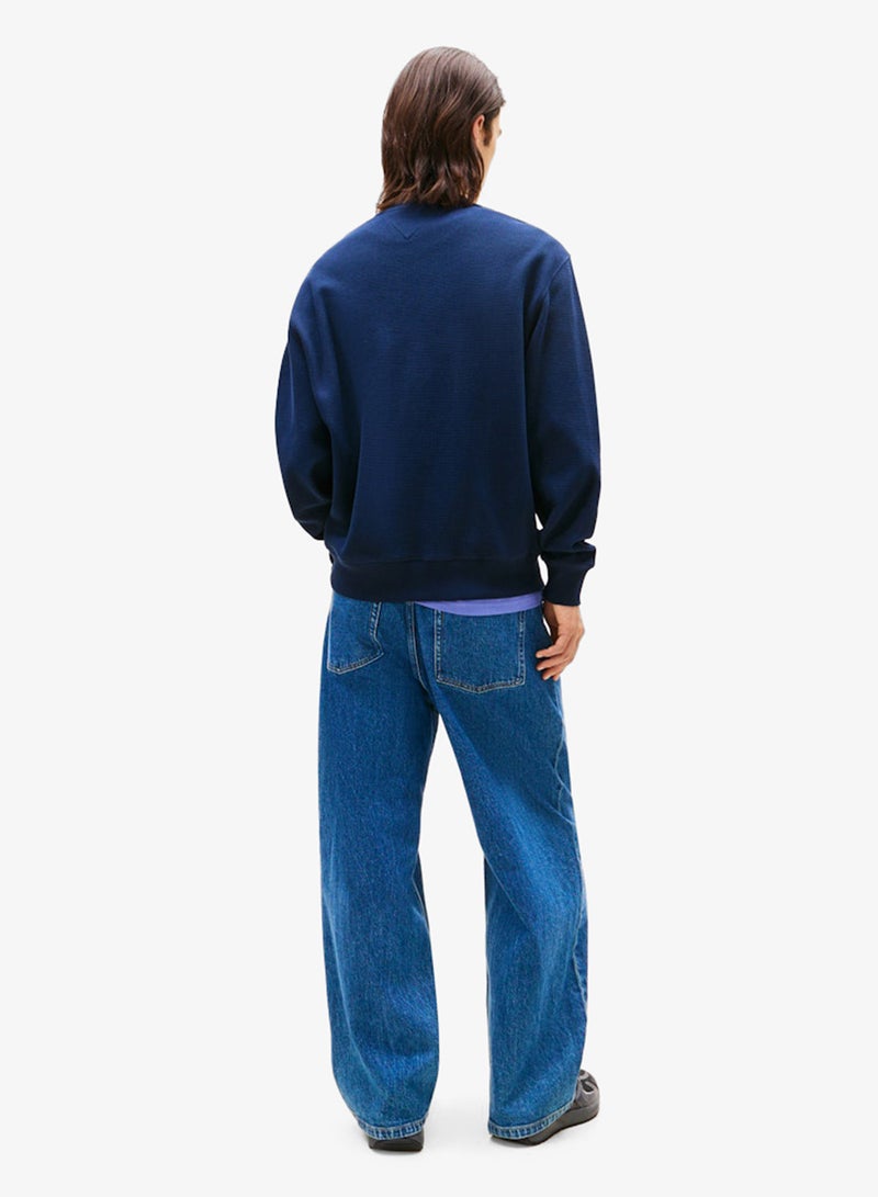 TOMMY JEANS Waffle Scrip Relaxed Fit Pullover Sweatshirt - Image 2