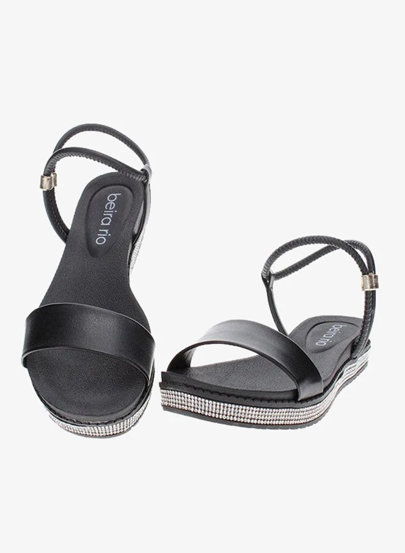 Beira Rio Black Flat Sandals for Women – Stylish Ladies Flat Sandals & Comfortable Flat Slippers for Women | Best Price UAE