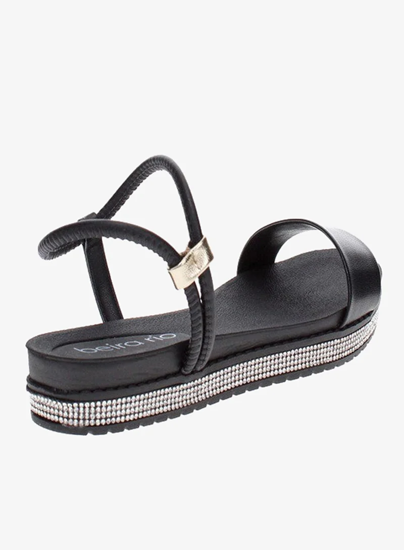 Beira Rio Black Flat Sandals for Women – Stylish Ladies Flat Sandals & Comfortable Flat Slippers for Women | Best Price UAE