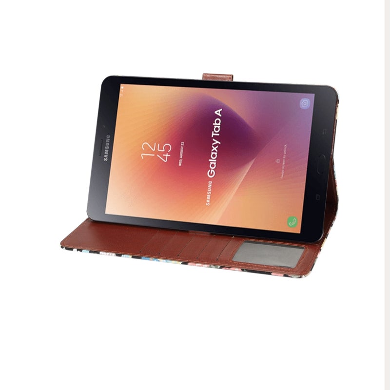 ديبايس جراب جلدي أفقي قابل للطي بتصميم زهور لجهاز Galaxy Tab A 10.5 / T590، مع حامل وفتحة للبطاقة (أسود) - Image 5