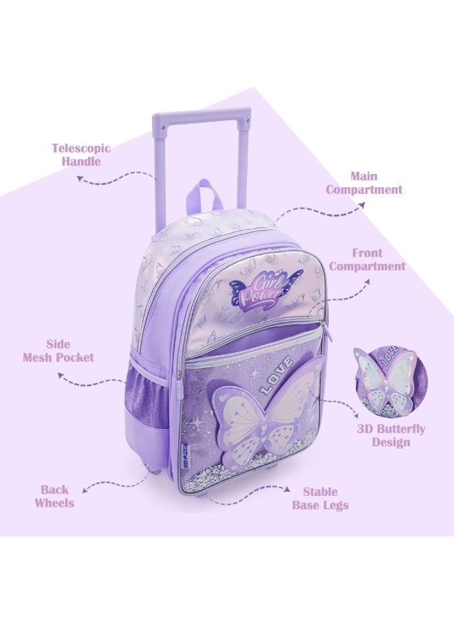 Eazy Kids 16” Trolley School Bag Set of 3 w/ Stainless Steel Water Bottle Bling 948mL – Girl Power Purple - Image 4