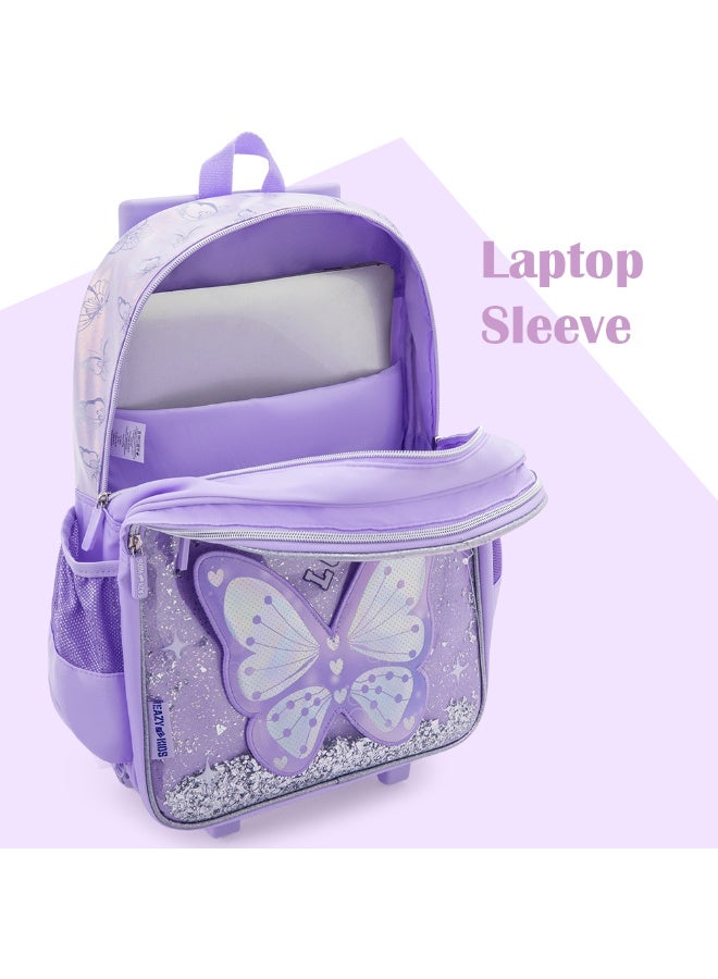 Eazy Kids 16” Trolley School Bag Set of 3 w/ Stainless Steel Water Bottle Bling 948mL – Girl Power Purple - Image 5