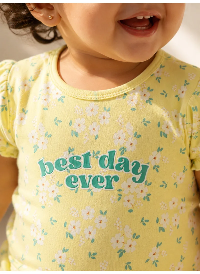 Victor And Jane Infant Girls’ 2-Piece Set – “Best Day Ever” Puff Sleeve Top & Ruffle Shorts