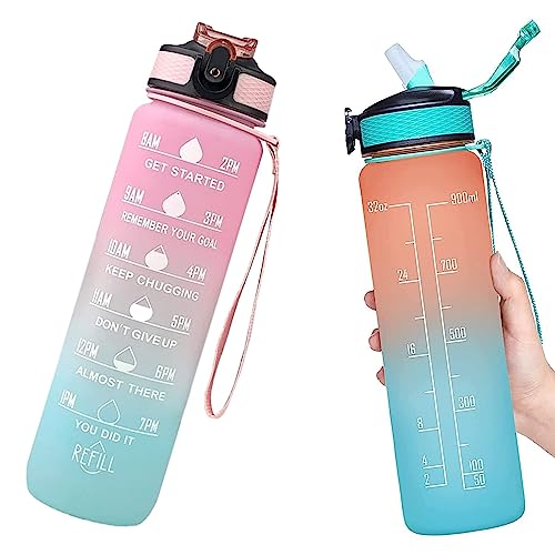 Arto Unbreakable Water Bottle 1 Litre with Motivational Time Marker, Leakproof Durable BPA Free Non-Toxic Water bottle for office,Water bottle for gym (Multicolor) - Image 1