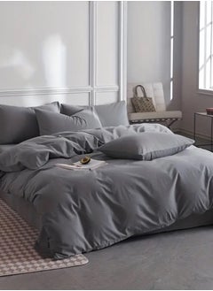 LUNA Home King Size 6-Piece Premium Quality Bedding Set in Solid Dark Grey, No Filler Included.  - Image 1